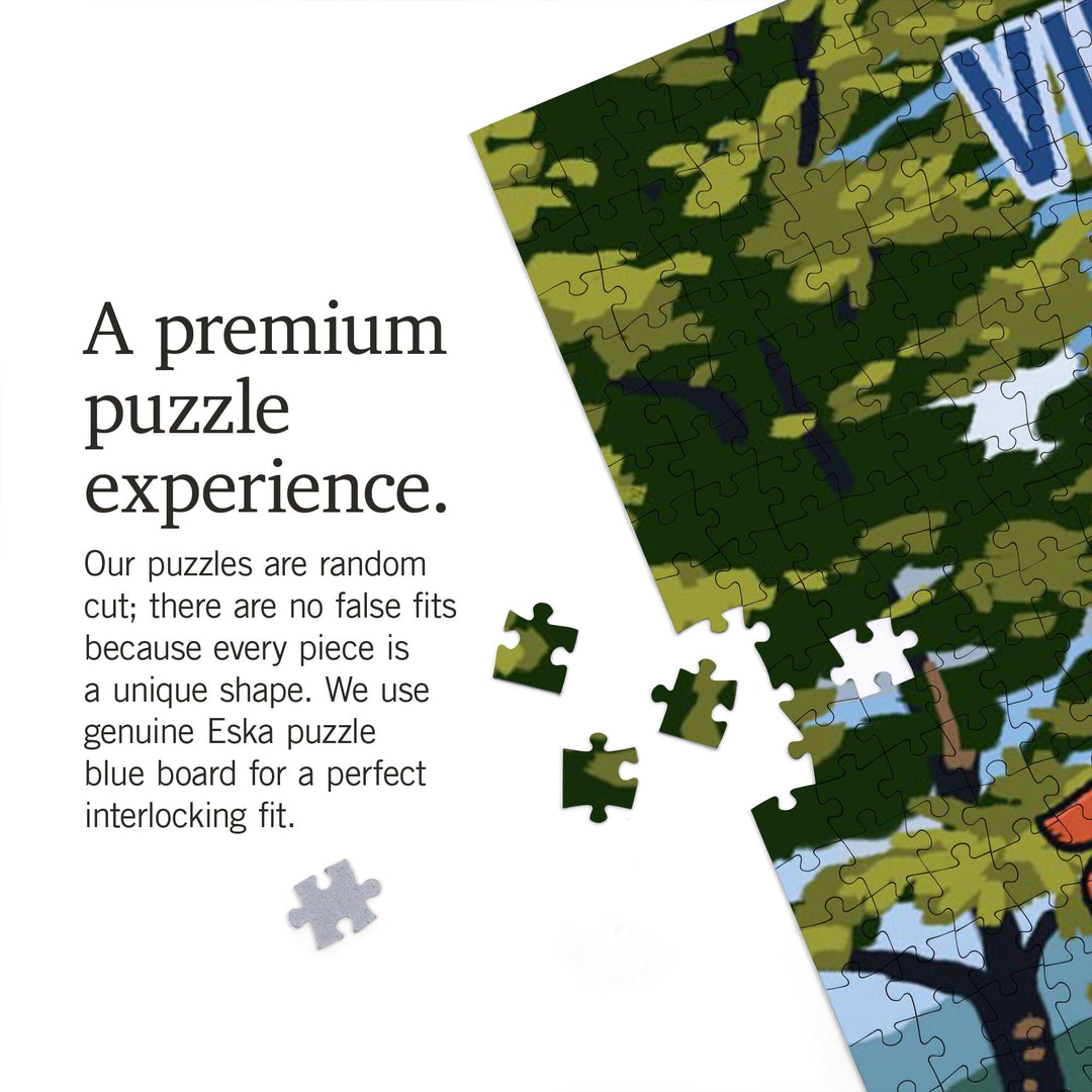 Virginia, Signpost, Lake and Flowers, Jigsaw Puzzle Puzzle Lantern Press 