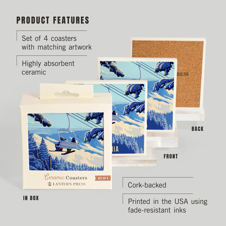 Virginia, Ski Lift Above The Trees, Coasters Coasters Lantern Press 