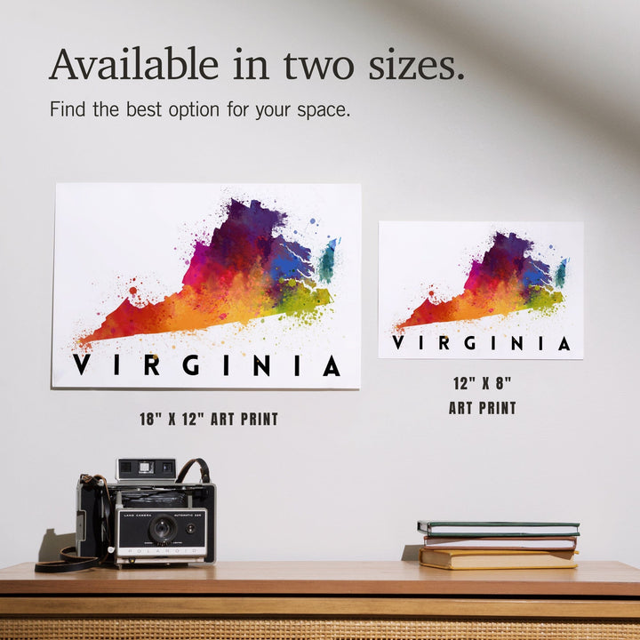 Virginia, State Abstract Watercolor, Art & Giclee Prints Art Lantern Press 