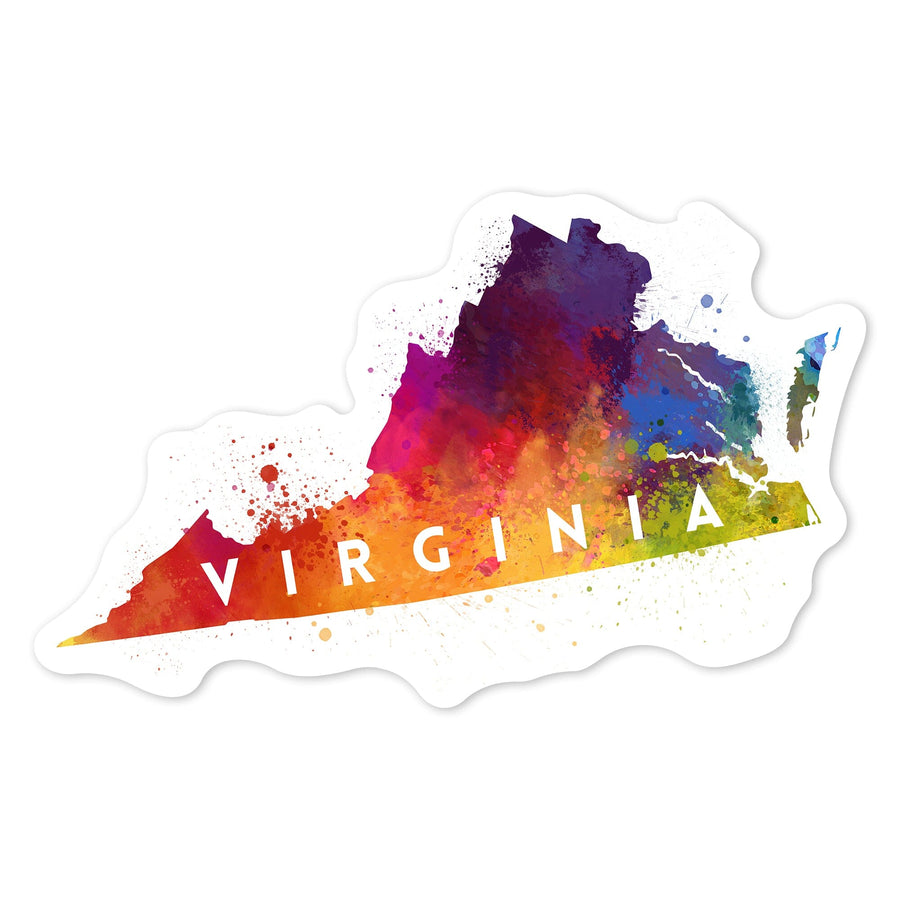 Virginia, State Abstract Watercolor, Contour, Lantern Press Artwork, Vinyl Sticker Sticker Lantern Press 