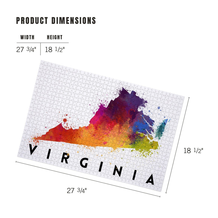 Virginia, State Abstract Watercolor, Jigsaw Puzzle Puzzle Lantern Press 