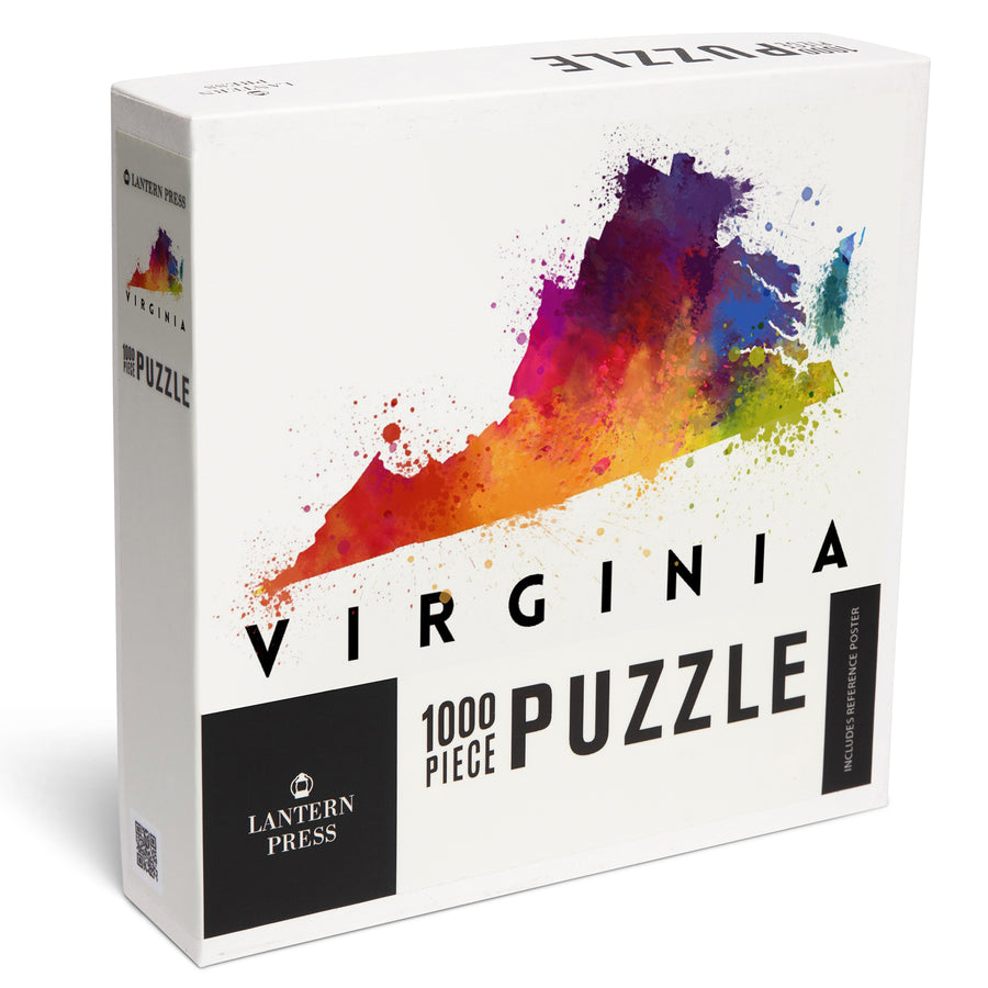 Virginia, State Abstract Watercolor, Jigsaw Puzzle Puzzle Lantern Press 