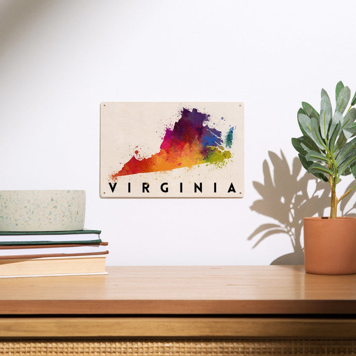 Virginia, State Abstract Watercolor, Lantern Press Artwork, Wood Signs and Postcards Wood Lantern Press 