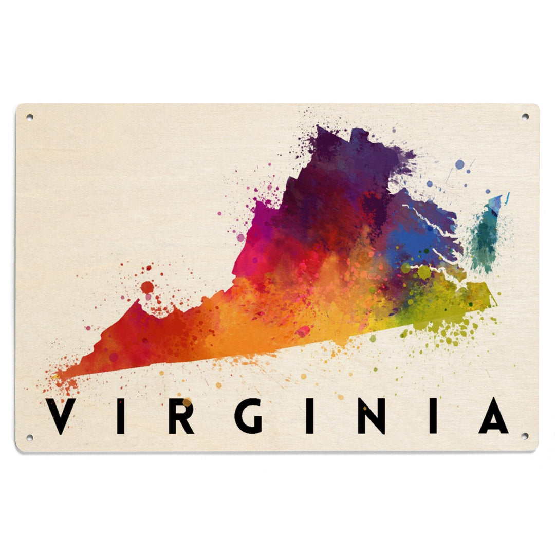 Virginia, State Abstract Watercolor, Lantern Press Artwork, Wood Signs and Postcards Wood Lantern Press 