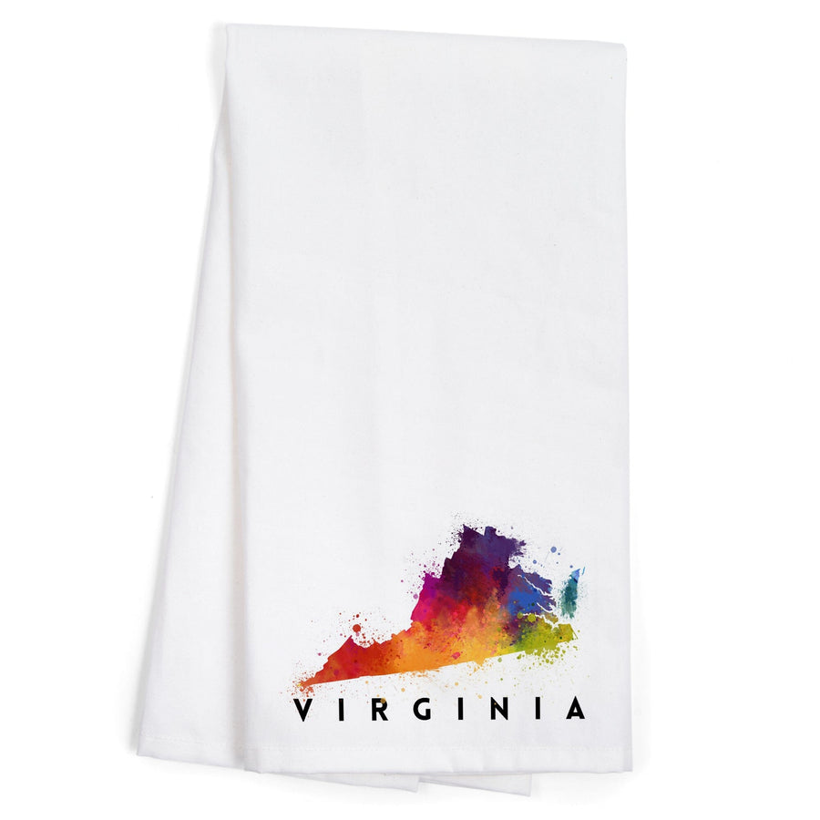 Virginia, State Abstract Watercolor, Organic Cotton Kitchen Tea Towels Kitchen Lantern Press 