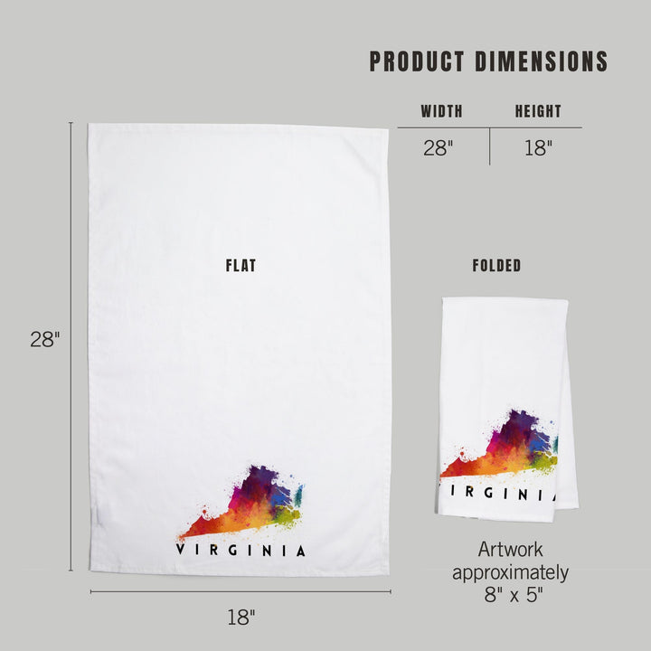 Virginia, State Abstract Watercolor, Organic Cotton Kitchen Tea Towels Kitchen Lantern Press 