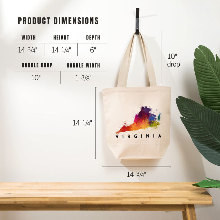 Virginia, State Abstract Watercolor, Tote Bag Totes Lantern Press 