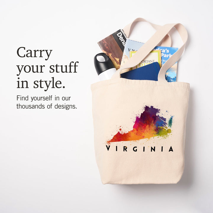 Virginia, State Abstract Watercolor, Tote Bag Totes Lantern Press 