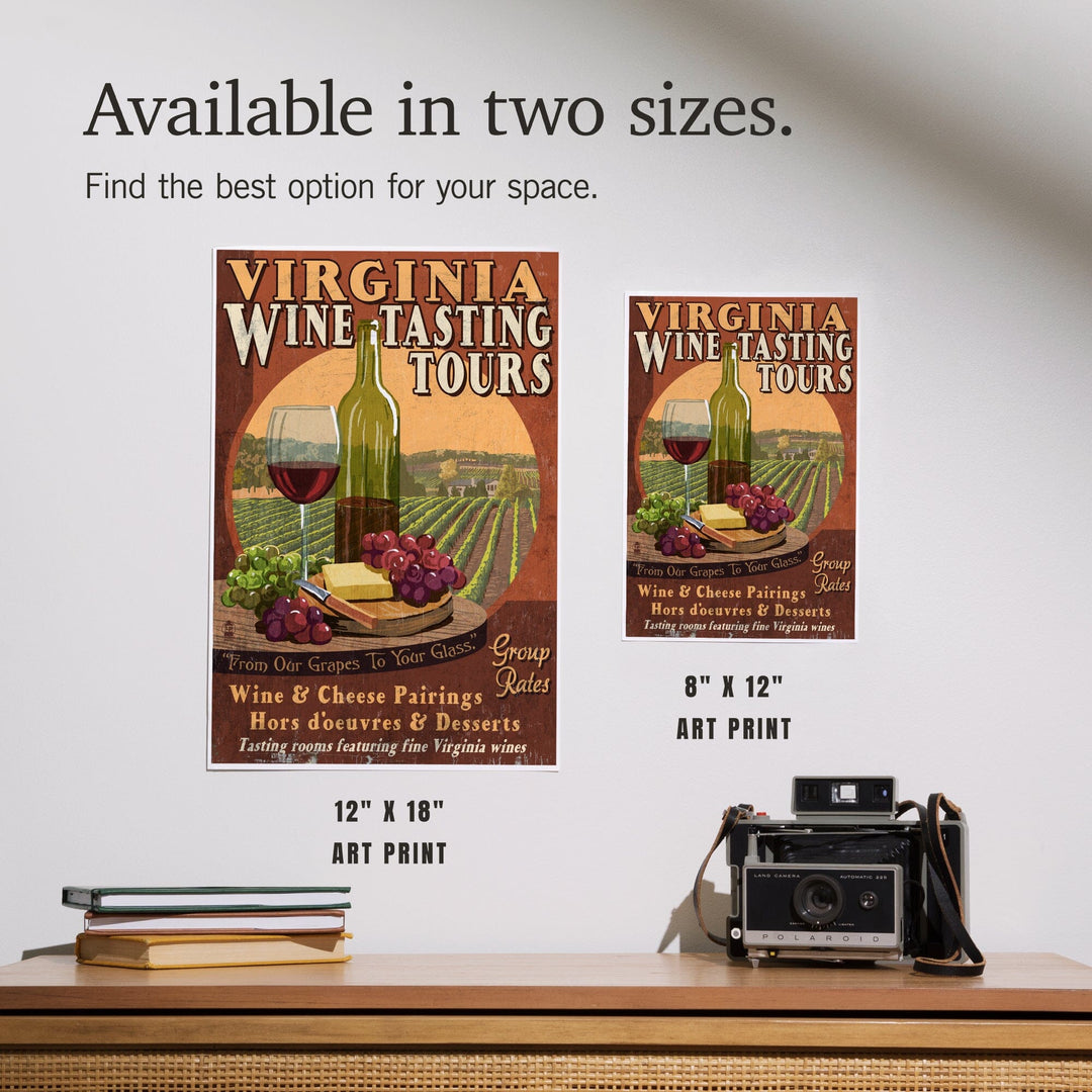 Virginia, Wine Vintage Sign, Art & Giclee Prints Art Lantern Press 