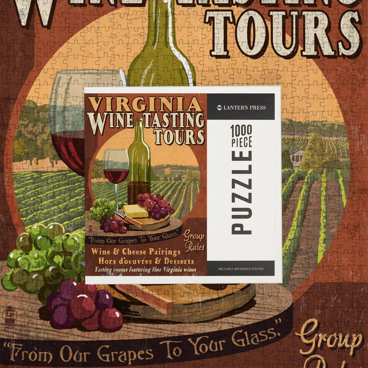 Virginia, Wine Vintage Sign, Jigsaw Puzzle Puzzle Lantern Press 