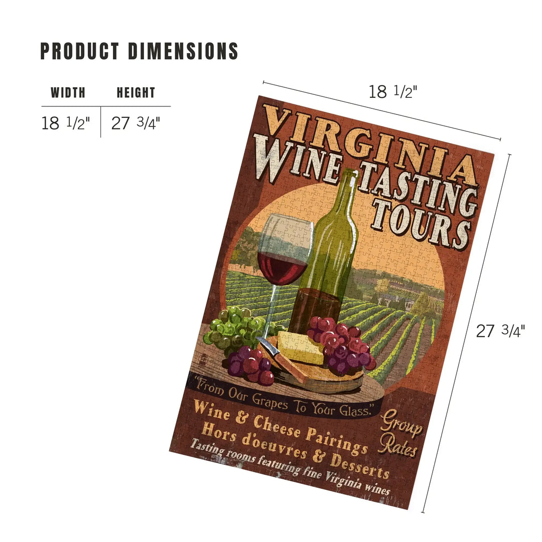 Virginia, Wine Vintage Sign, Jigsaw Puzzle Puzzle Lantern Press 
