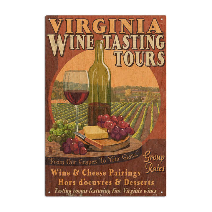 Virginia, Wine Vintage Sign, Lantern Press Artwork, Wood Signs and Postcards Wood Lantern Press 10 x 15 Wood Sign 