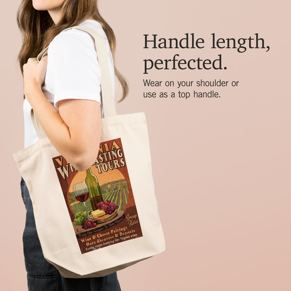 Virginia, Wine Vintage Sign, Tote Bag Totes Lantern Press 