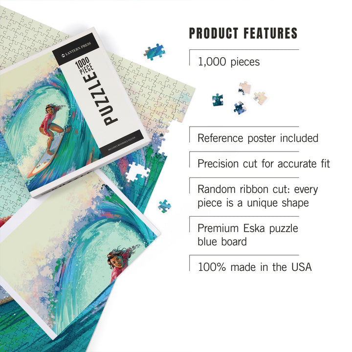 Vitamin Sea, Coastal Series, Surfer Girl,, Jigsaw Puzzle Puzzle Lantern Press 