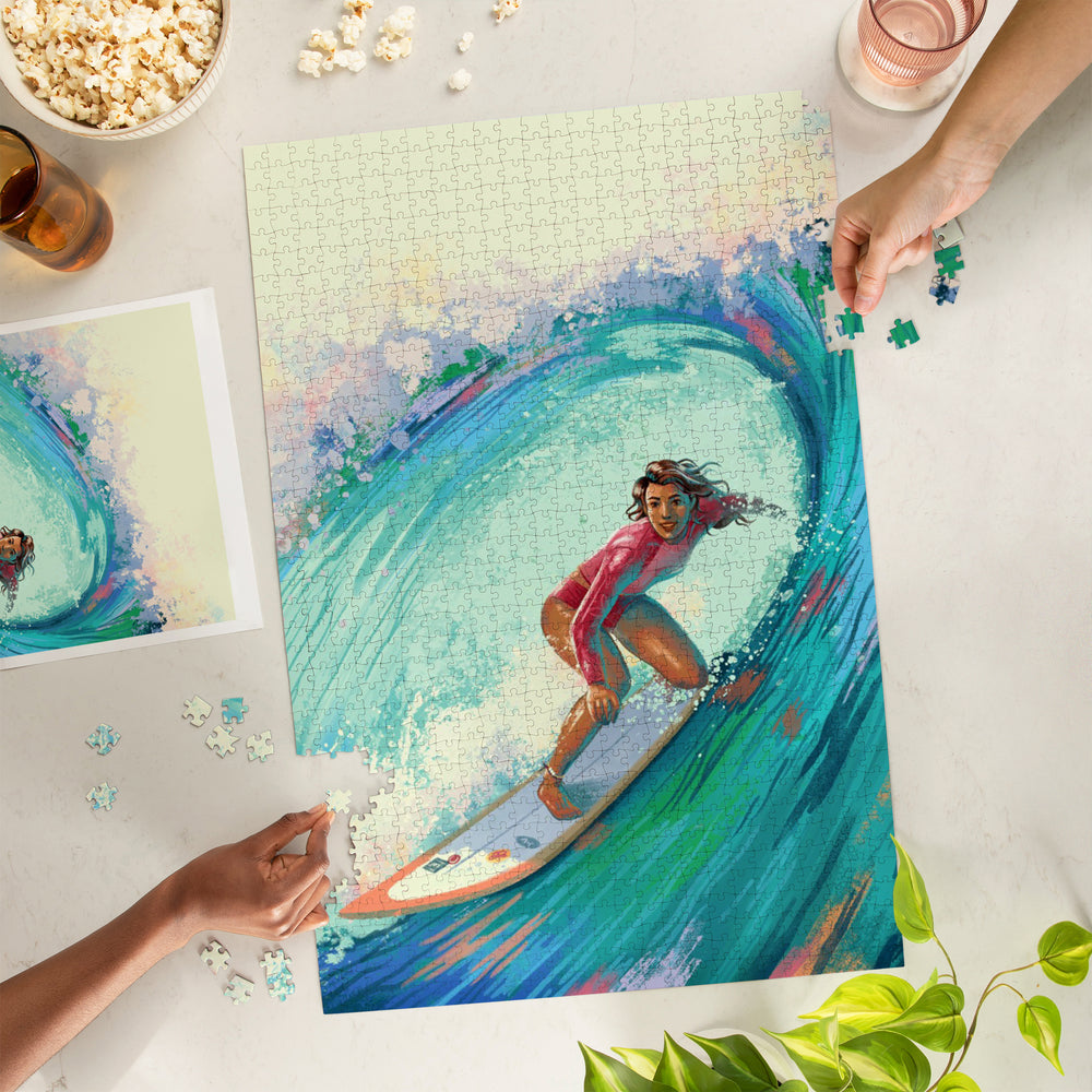 Vitamin Sea, Coastal Series, Surfer Girl,, Jigsaw Puzzle Puzzle Lantern Press 