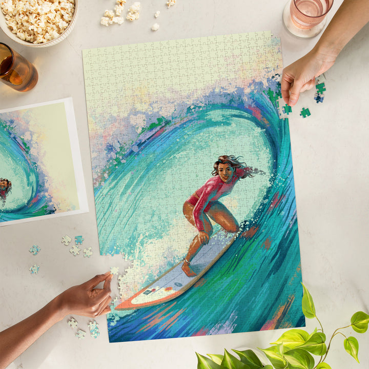 Vitamin Sea, Coastal Series, Surfer Girl,, Jigsaw Puzzle Puzzle Lantern Press 