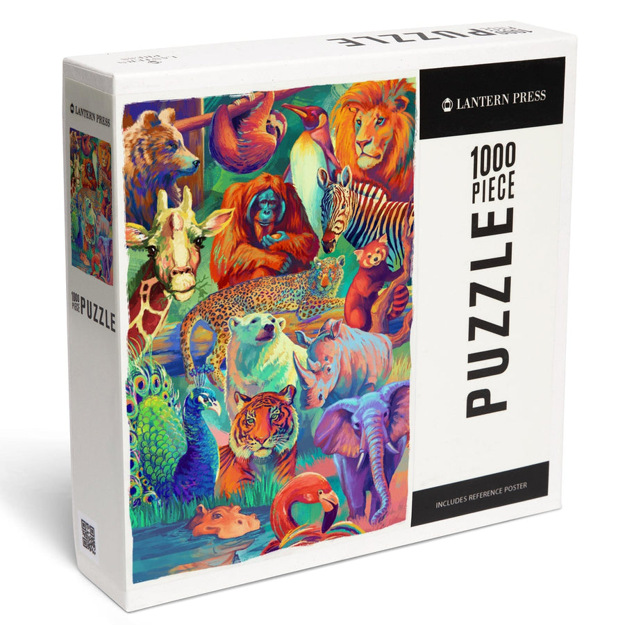 Vivid Animal Series, Collage, Jigsaw Puzzle Puzzle Lantern Press 