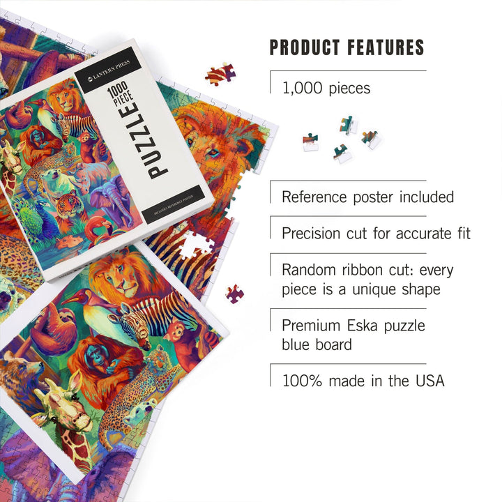 Vivid Animal Series, Collage, Jigsaw Puzzle Puzzle Lantern Press 