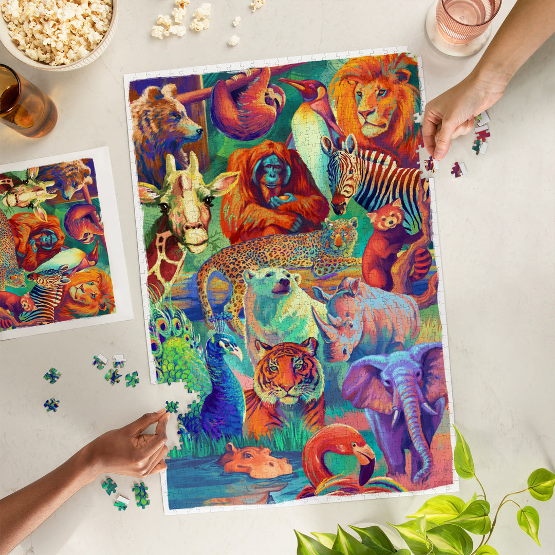 Vivid Animal Series, Collage, Jigsaw Puzzle Puzzle Lantern Press 