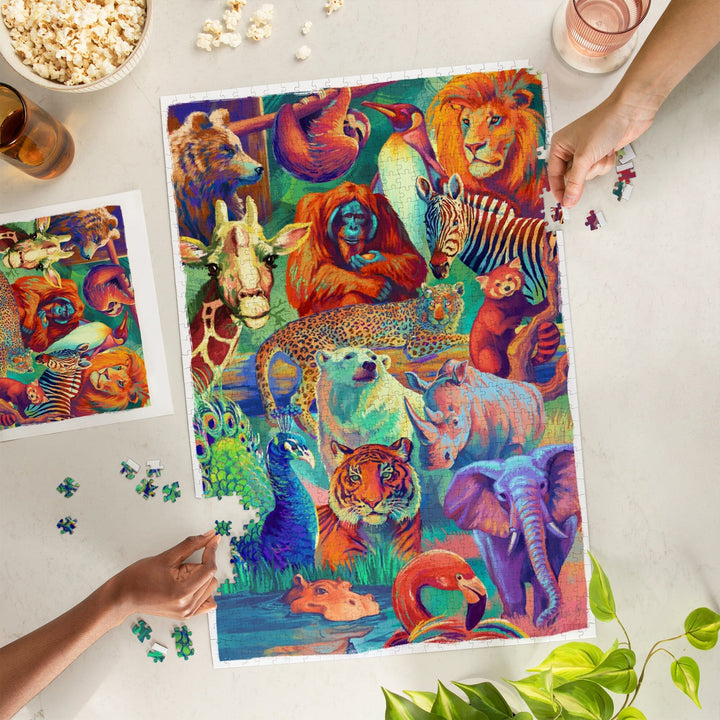 Vivid Animal Series, Collage, Jigsaw Puzzle Puzzle Lantern Press 
