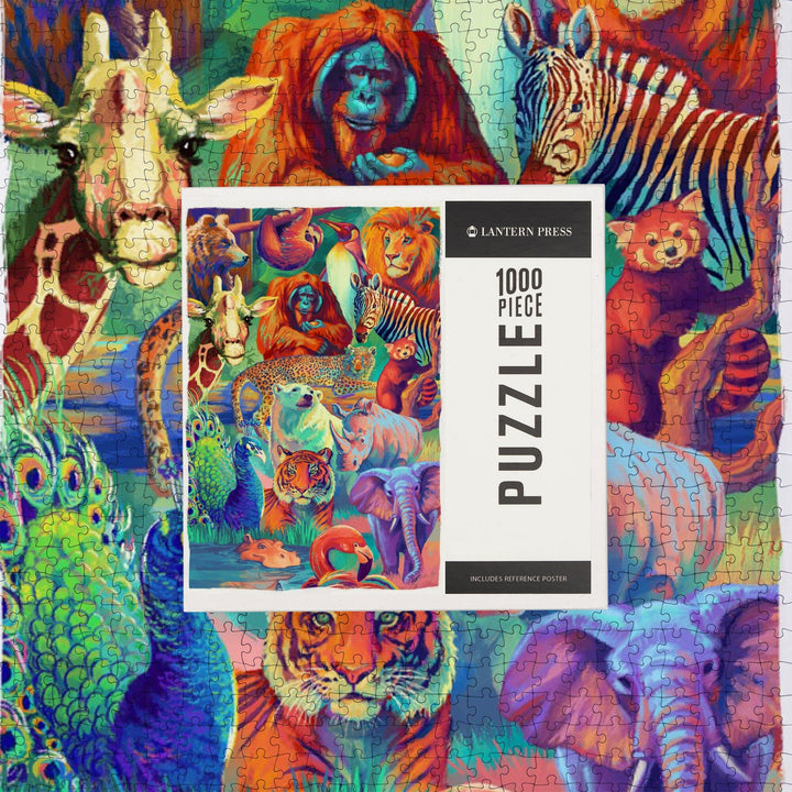 Vivid Animal Series, Collage, Jigsaw Puzzle Puzzle Lantern Press 