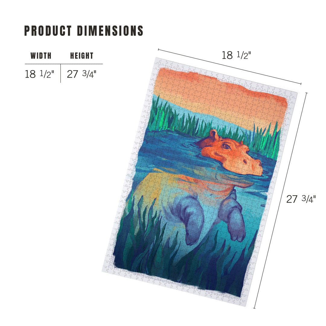Vivid Hippo in Water, Jigsaw Puzzle Puzzle Lantern Press 