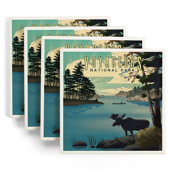 Voyageurs National Park, Minnesota, Lithograph, Coasters Coasters Lantern Press 