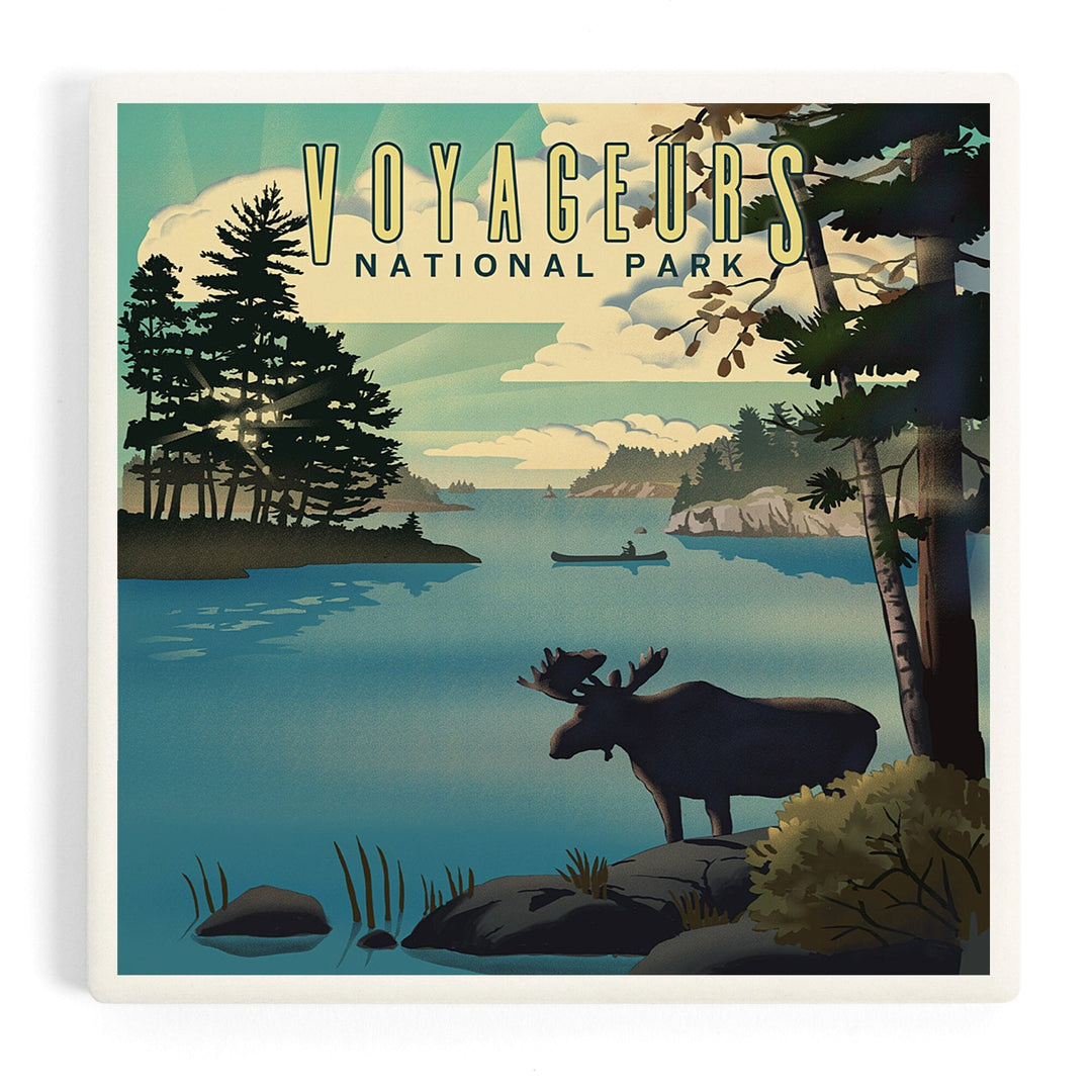 Voyageurs National Park, Minnesota, Lithograph, Coasters Coasters Lantern Press Coaster 