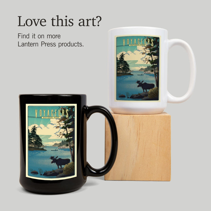 Voyageurs National Park, Minnesota, Lithograph National Park Series, Lantern Press Artwork, Ceramic Mug Mugs Lantern Press 
