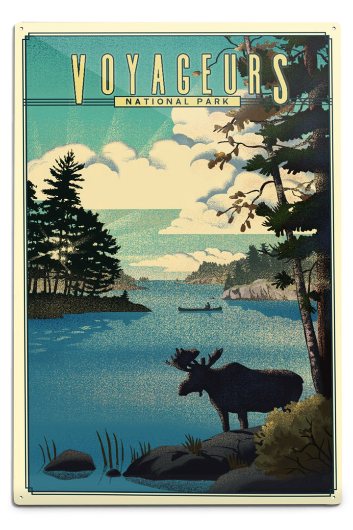 Voyageurs National Park, Minnesota, Lithograph National Park Series, Metal Signs Metal Lantern Press 12x18 Metal Sign 