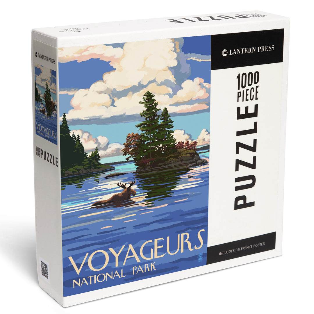Voyageurs National Park, Minnesota, Moose Swimming, Jigsaw Puzzle Puzzle Lantern Press 