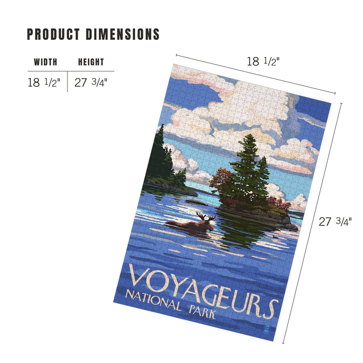 Voyageurs National Park, Minnesota, Moose Swimming, Jigsaw Puzzle Puzzle Lantern Press 