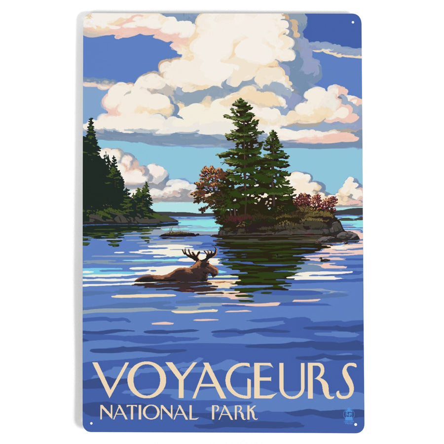 Voyageurs National Park, Minnesota, Moose Swimming, Metal Signs Metal Lantern Press 