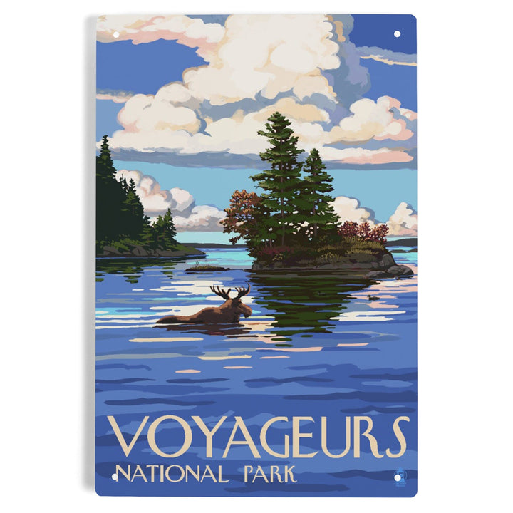 Voyageurs National Park, Minnesota, Moose Swimming, Metal Signs Metal Lantern Press 