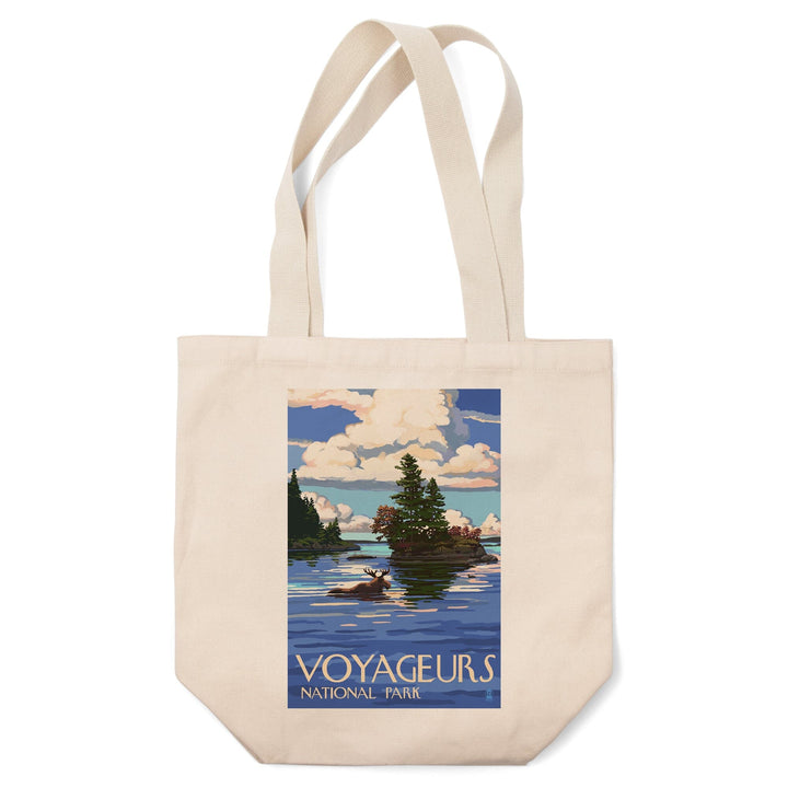 Voyageurs National Park, Minnesota, Moose Swimming, Tote Bag Totes Lantern Press 
