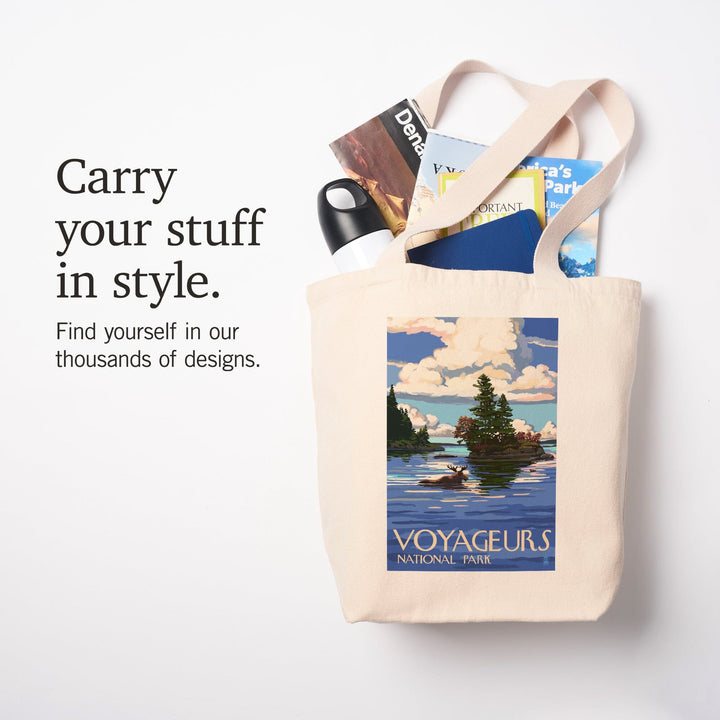 Voyageurs National Park, Minnesota, Moose Swimming, Tote Bag Totes Lantern Press 
