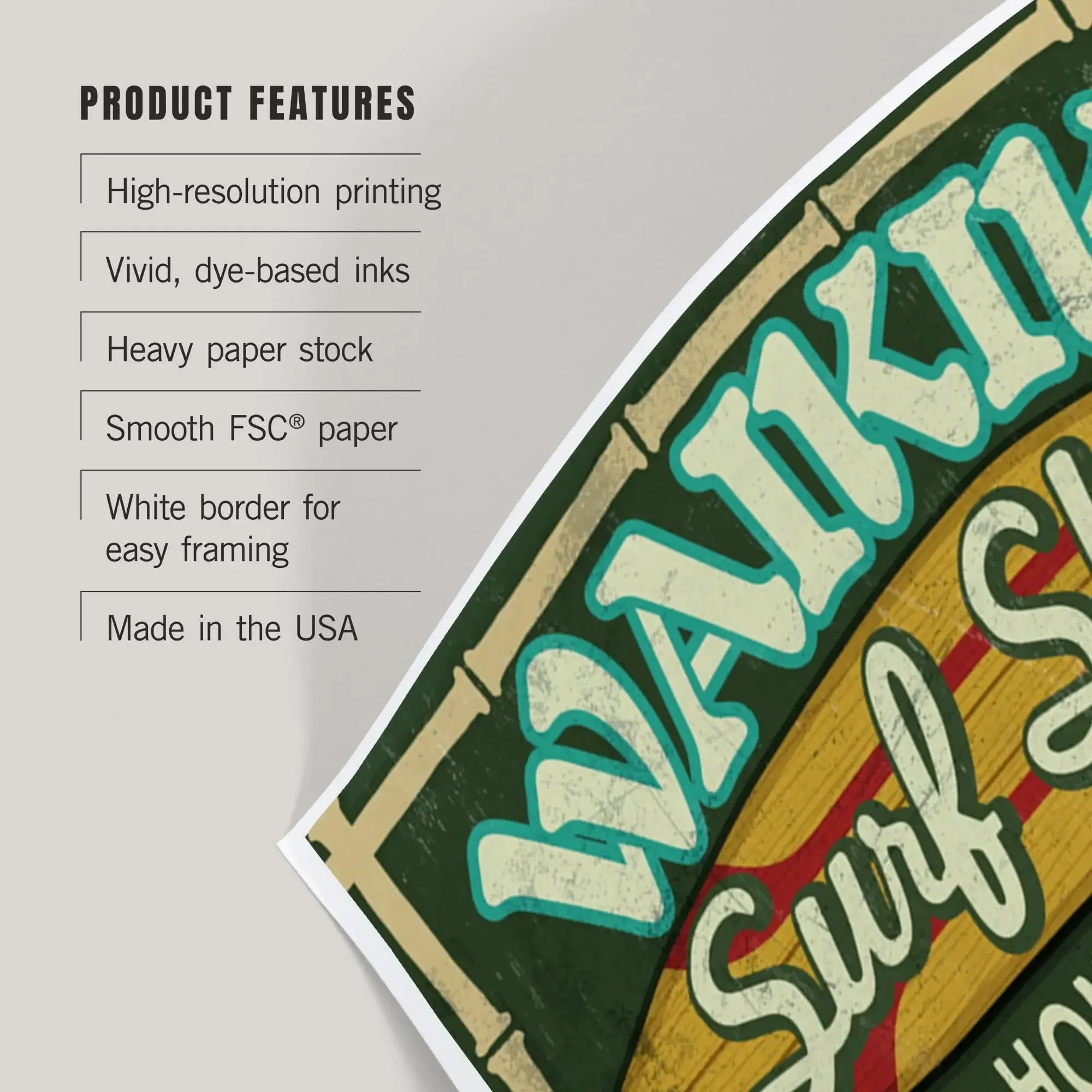 Waikiki Beach, Hawaii, Surf Shop Vintage Sign art prints, metal