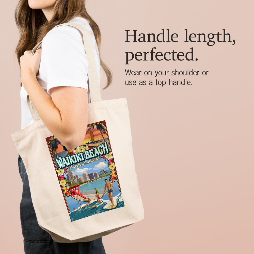 Waikiki Beach, Oahu, Hawaii, Scenes, Tote Bag Totes Lantern Press 