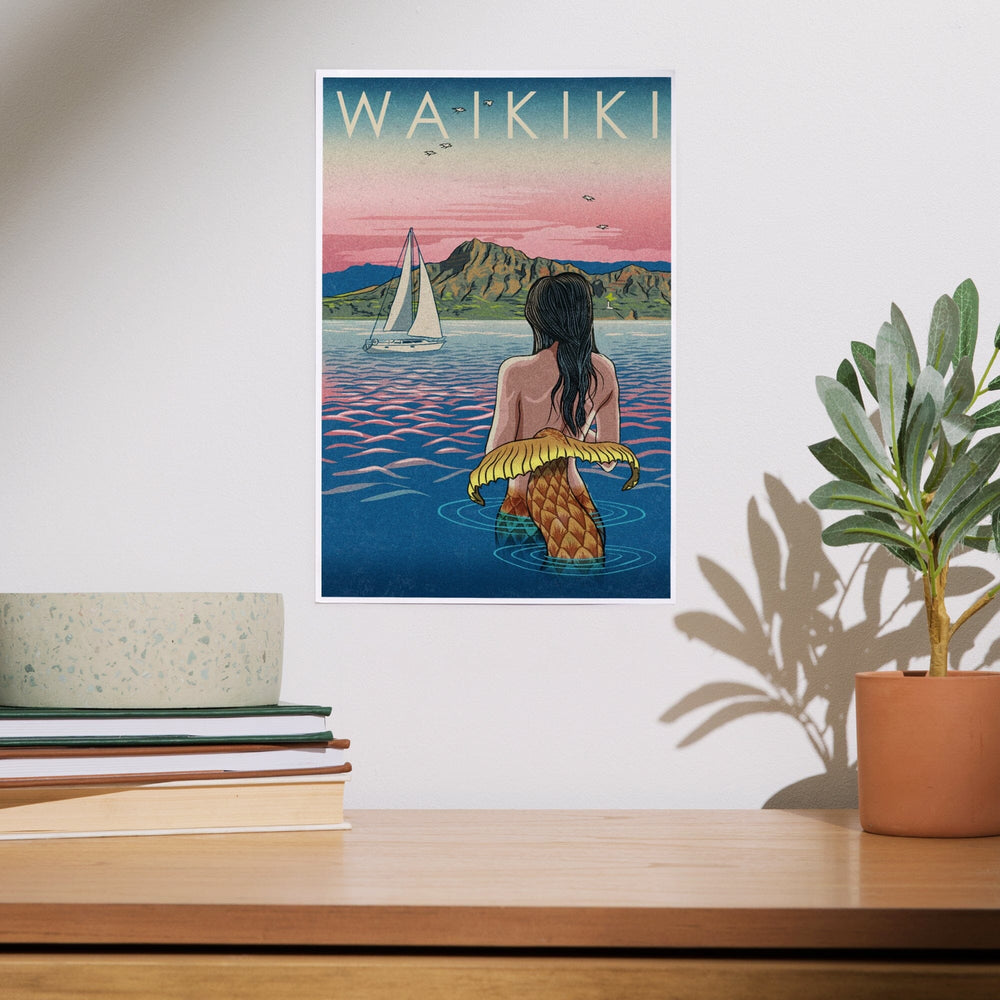 Waikiki, Hawaii, Mermaid Japanese Woodblock, Art & Giclee Prints Art Lantern Press 