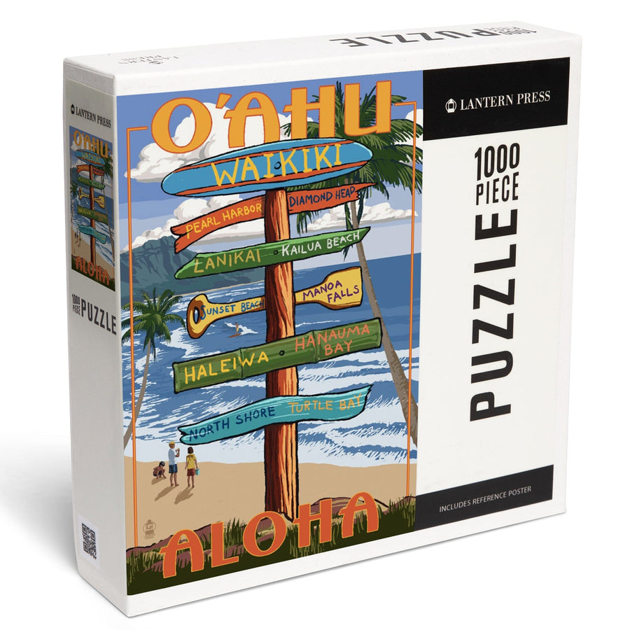 Waikiki, Oahu, Hawaii, Aloha, Sign Destinations, Jigsaw Puzzle Puzzle Lantern Press 