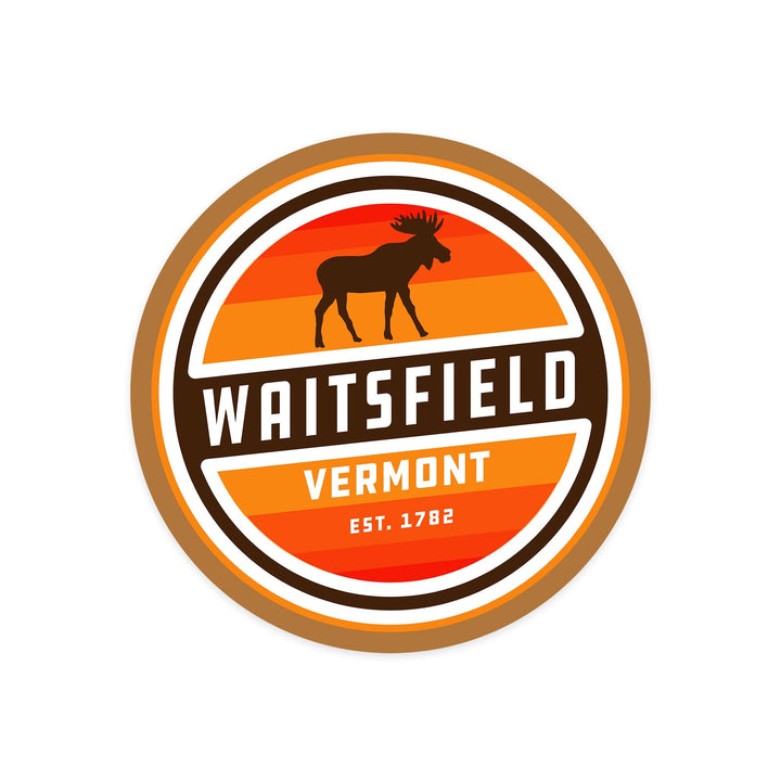 Waitsfield, Vermont, Moose, Contour, Vinyl Sticker Sticker Lantern Press 