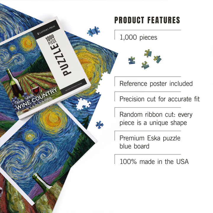 Walla Walla, Washington, Wine Country, Vineyard, Starry Night, Jigsaw Puzzle Puzzle Lantern Press 