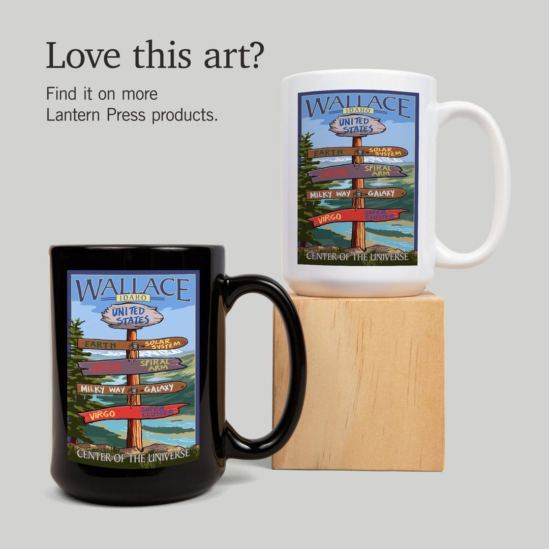 Wallace, Idaho, Destination Sign, Lantern Press Artwork, Ceramic Mug Mugs Lantern Press 