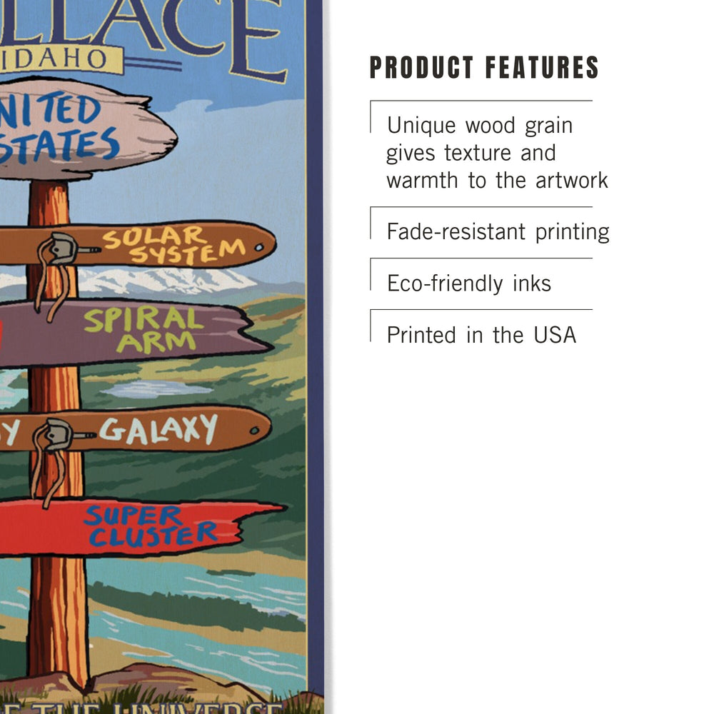 Wallace, Idaho, Destination Sign, Lantern Press Artwork, Wood Signs and Postcards Wood Lantern Press 