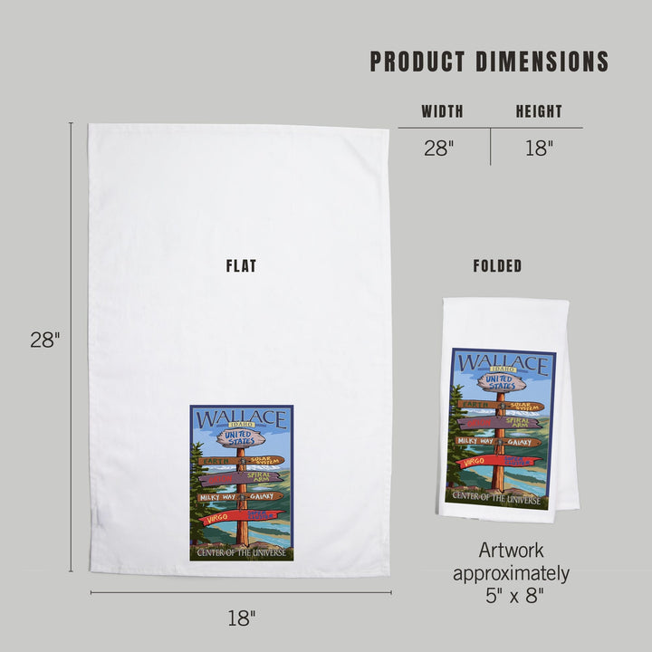 Wallace, Idaho, Destination Sign, Organic Cotton Kitchen Tea Towels Kitchen Lantern Press 