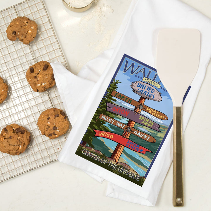 Wallace, Idaho, Destination Sign, Organic Cotton Kitchen Tea Towels Kitchen Lantern Press 