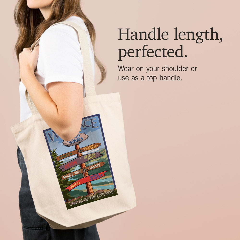 Wallace, Idaho, Destination Sign, Tote Bag Totes Lantern Press 