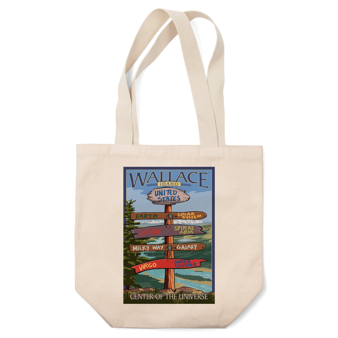Wallace, Idaho, Destination Sign, Tote Bag Totes Lantern Press 