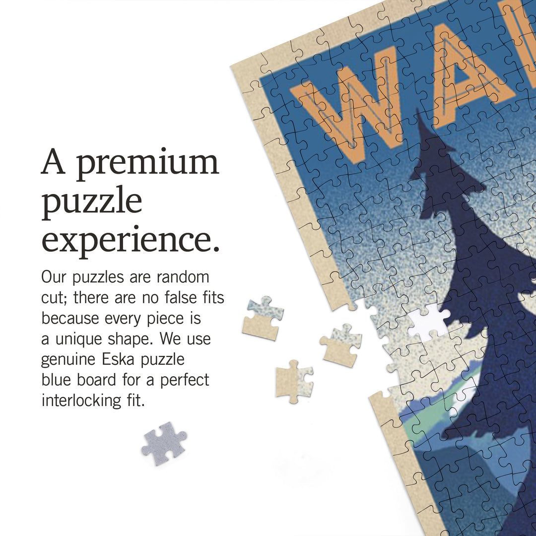 Wallace, Idaho, Mountain and Moose, Lithograph, Jigsaw Puzzle Puzzle Lantern Press 