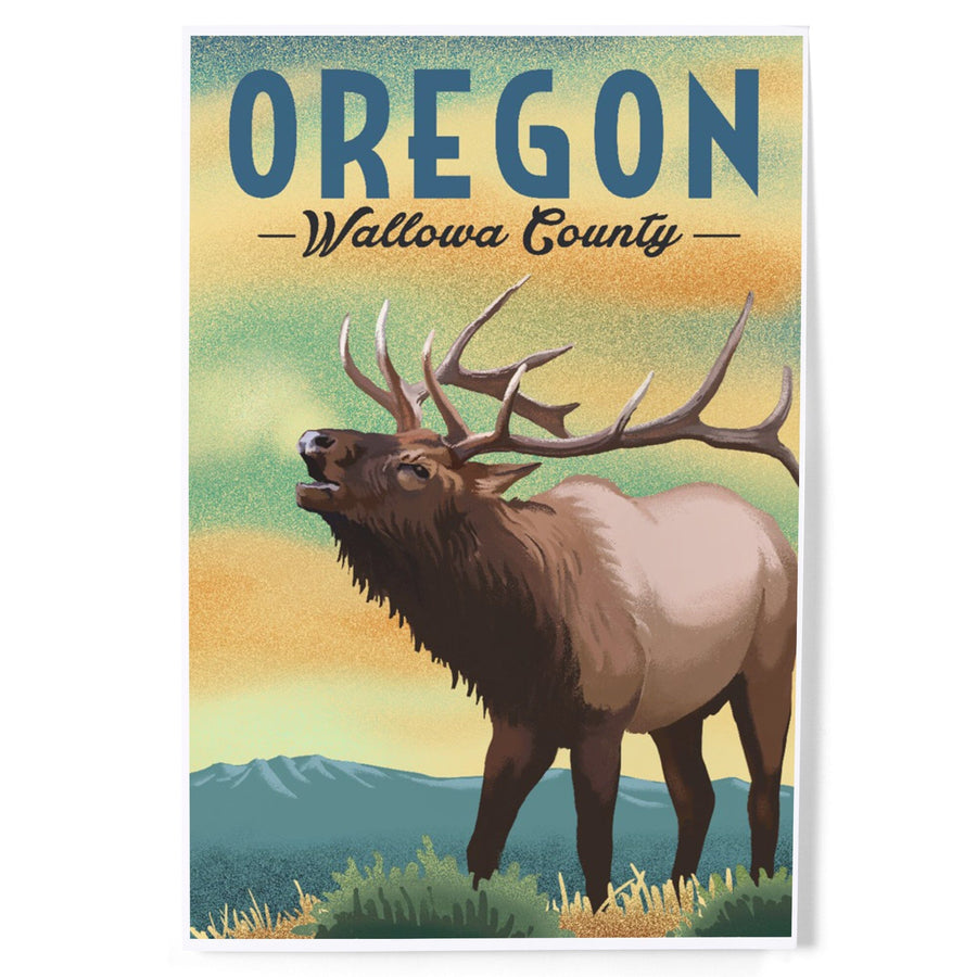 Wallowa County, Oregon, Elk, Lithograph, Art & Giclee Prints Art Lantern Press 